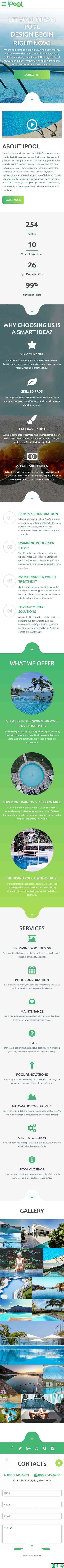 梦幻泳池设计服务单页模板-手机预览